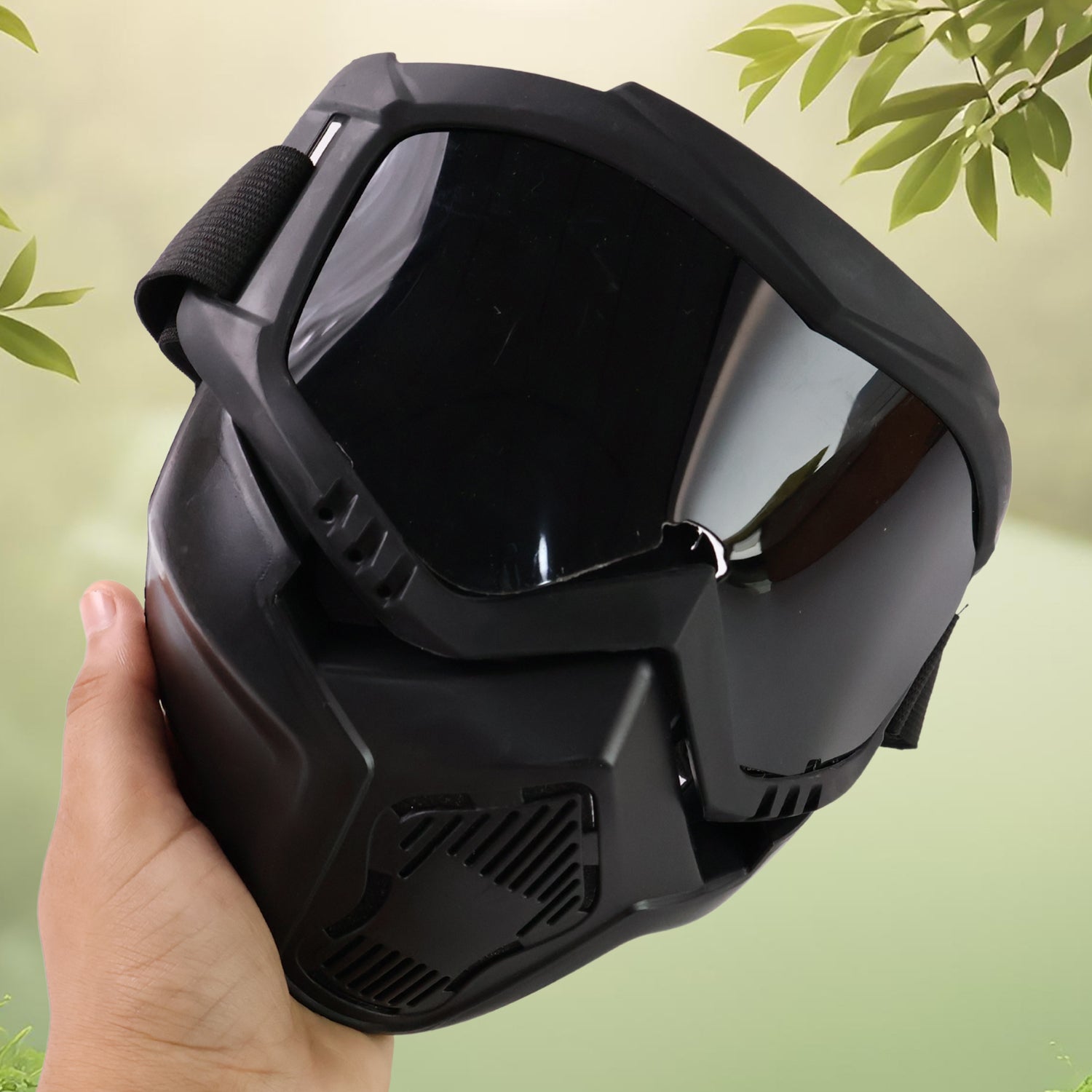 Side view of the RaceVault off-road motorcycle goggles and protective mask.