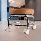 Comfortable rolling stool featuring PU leather seat suitable for office and spa