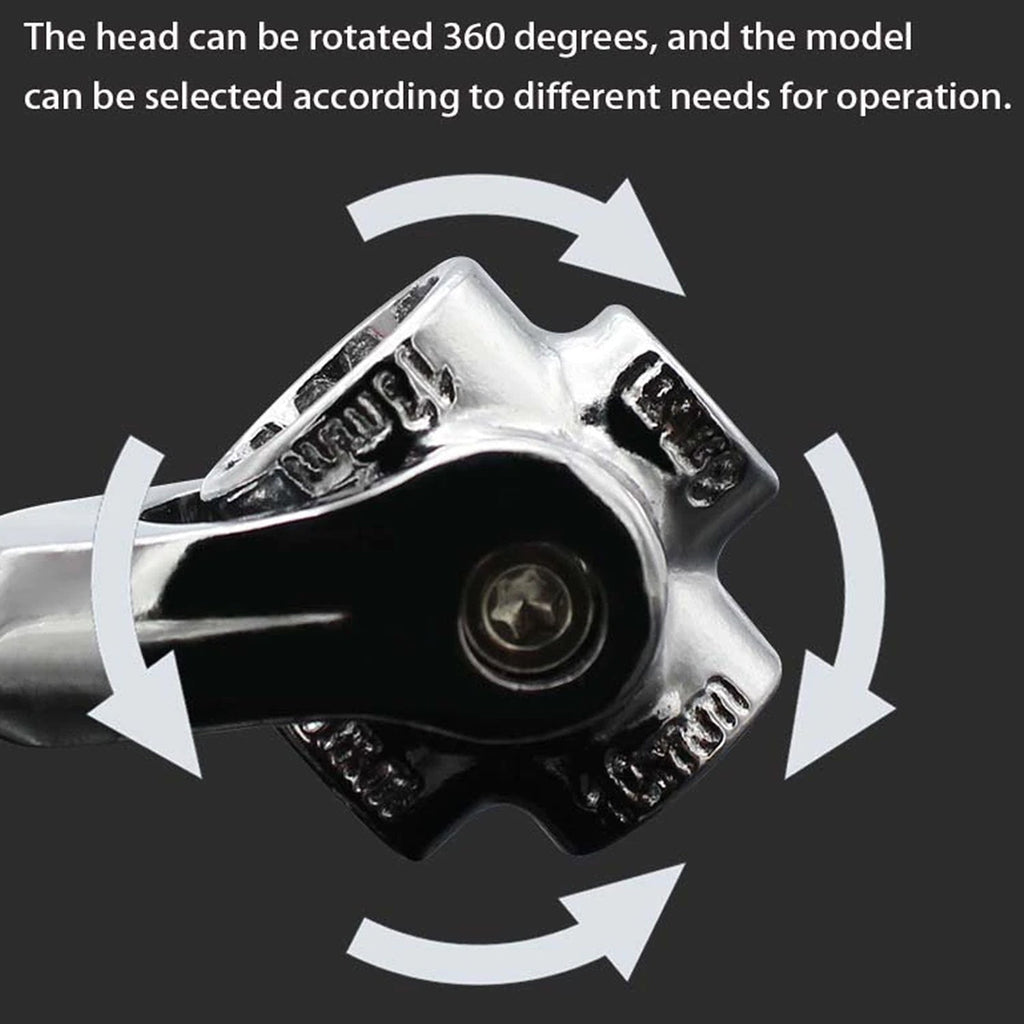 Universal socket wrench engaging a hex bolt, showcasing its adaptability for different fasteners.