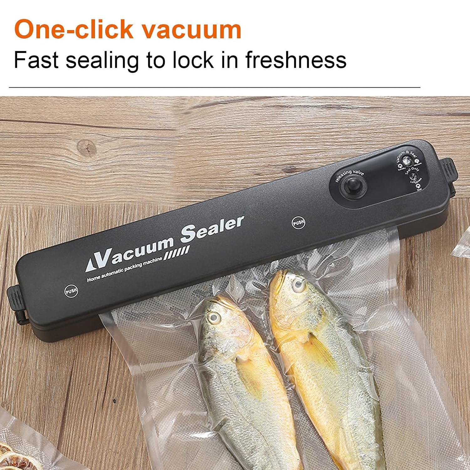 Close-up of the easy-to-use control panel on the Tidy Table food vacuum sealer.