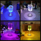 Modern crystal lamp glowing softly, adding a touch of sophistication to any decor.