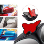 Close-up of car blind spot mirror with adjustable 360° rotating base