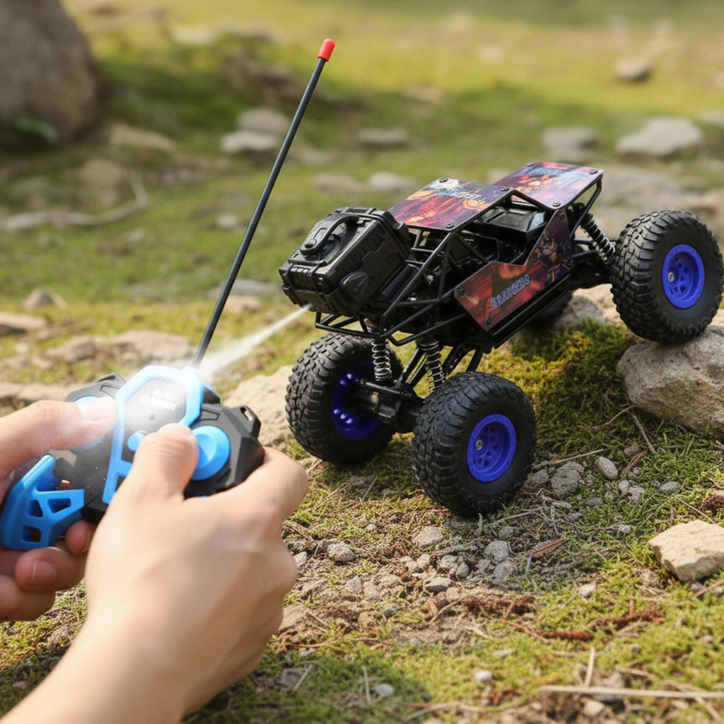 Close-up of the all-terrain toy car with water spray feature