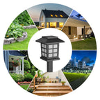 A solar garden light showcasing its durable, waterproof casing and ground stake.