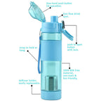 Own Hydrate alkaline water bottle placed on a table with fresh fruits, promoting healthy living.
