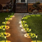 LED stainless steel solar walkway light providing warm outdoor lighting