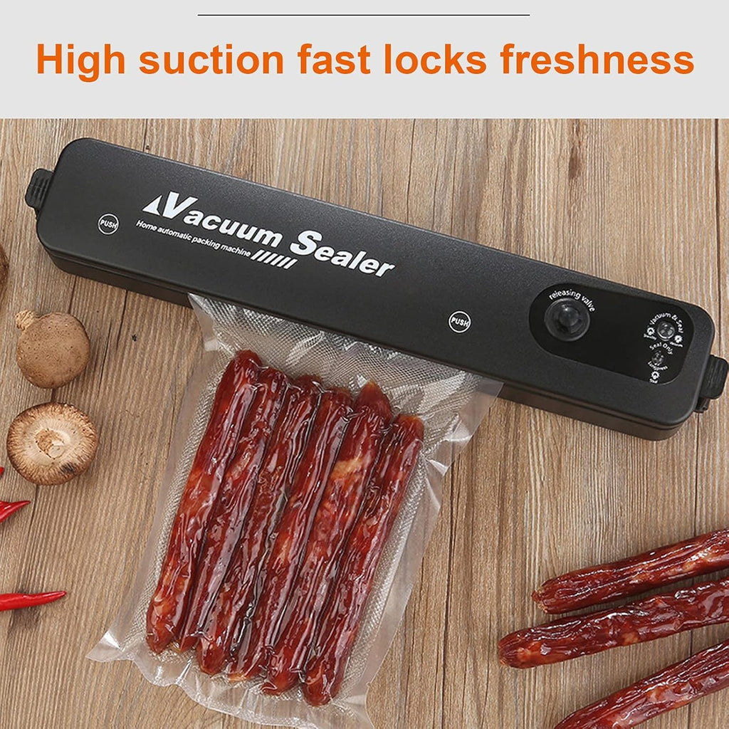 Food sealer machine creating a strong, airtight seal on a bag, locking in freshness.