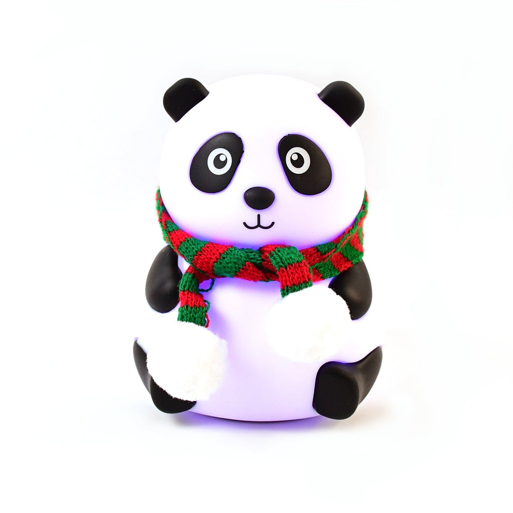 The versatile panda lamp cycling through its vibrant 7-color LED options.