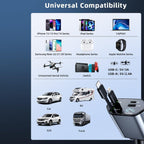 Detailed specifications label on  4-in-1 super fast car charger