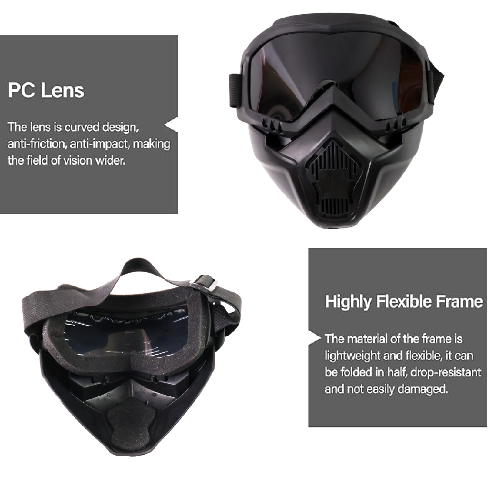 Side ventilation holes on the goggles mask to enhance airflow and prevent fogging.