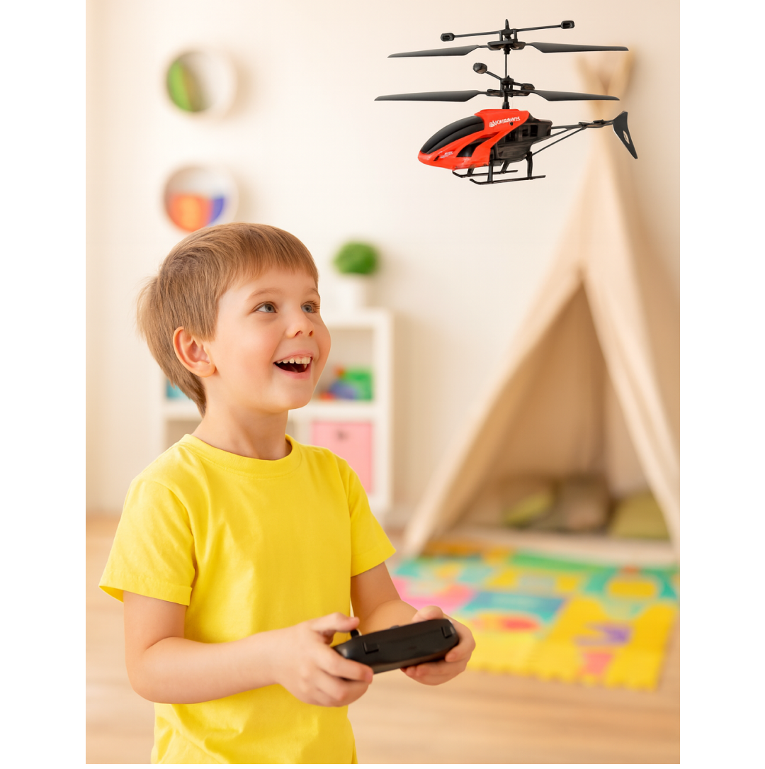 Close-up view of the Remote Control Helicopter, emphasizing its durable construction and key features.