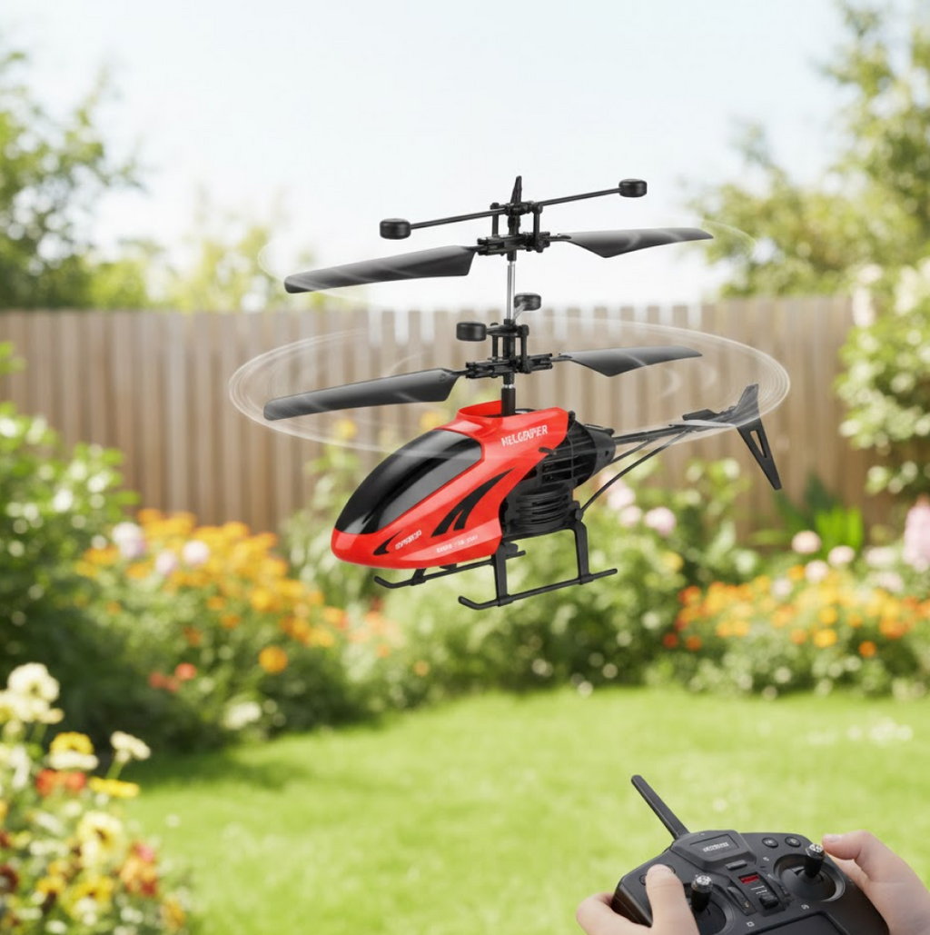 Diagram illustrating the key features and components of the Remote Control Helicopter toy.