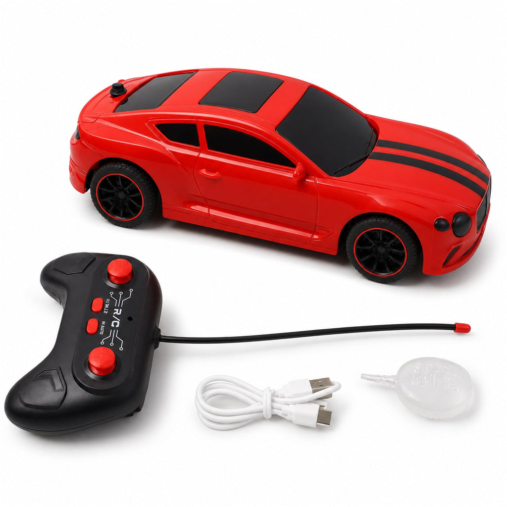 Kids playing with wireless remote control racing car