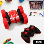 Side view of remote control stunt car showing flexible wheels and rugged tires