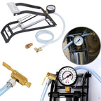 Versatile heavy-duty steel foot pump for inflating car, bike, and cycle tires.
