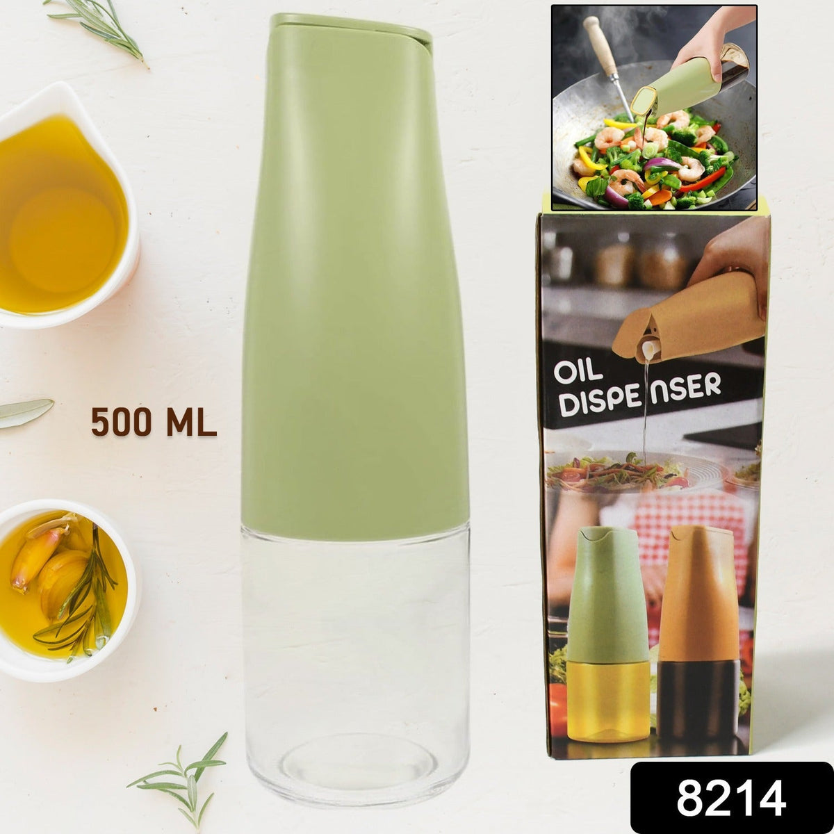 Oil Dispenser 500ml – Auto Open Lid, Non-Drip Bottle