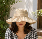 Women’s Wide Brim Sun Protection Hat with Open Top & Mesh Design (Random Color 1 PC)
