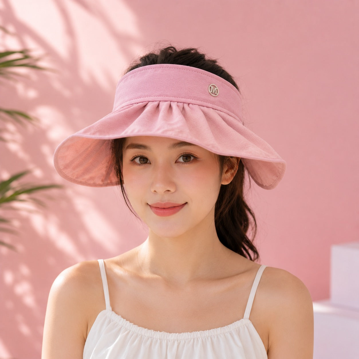 Women’s Wide Brim Sun Visor Cap with Adjustable Strap for Summer (Random Color 1 PC)