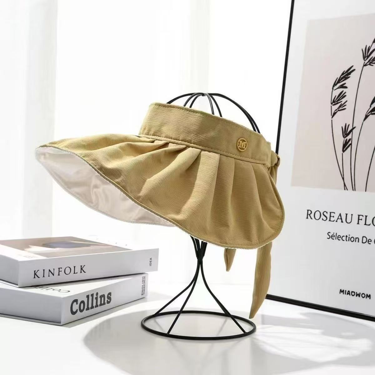 Women’s Wide Brim Sun Visor Cap with Adjustable Strap for Summer (Random Color 1 PC)