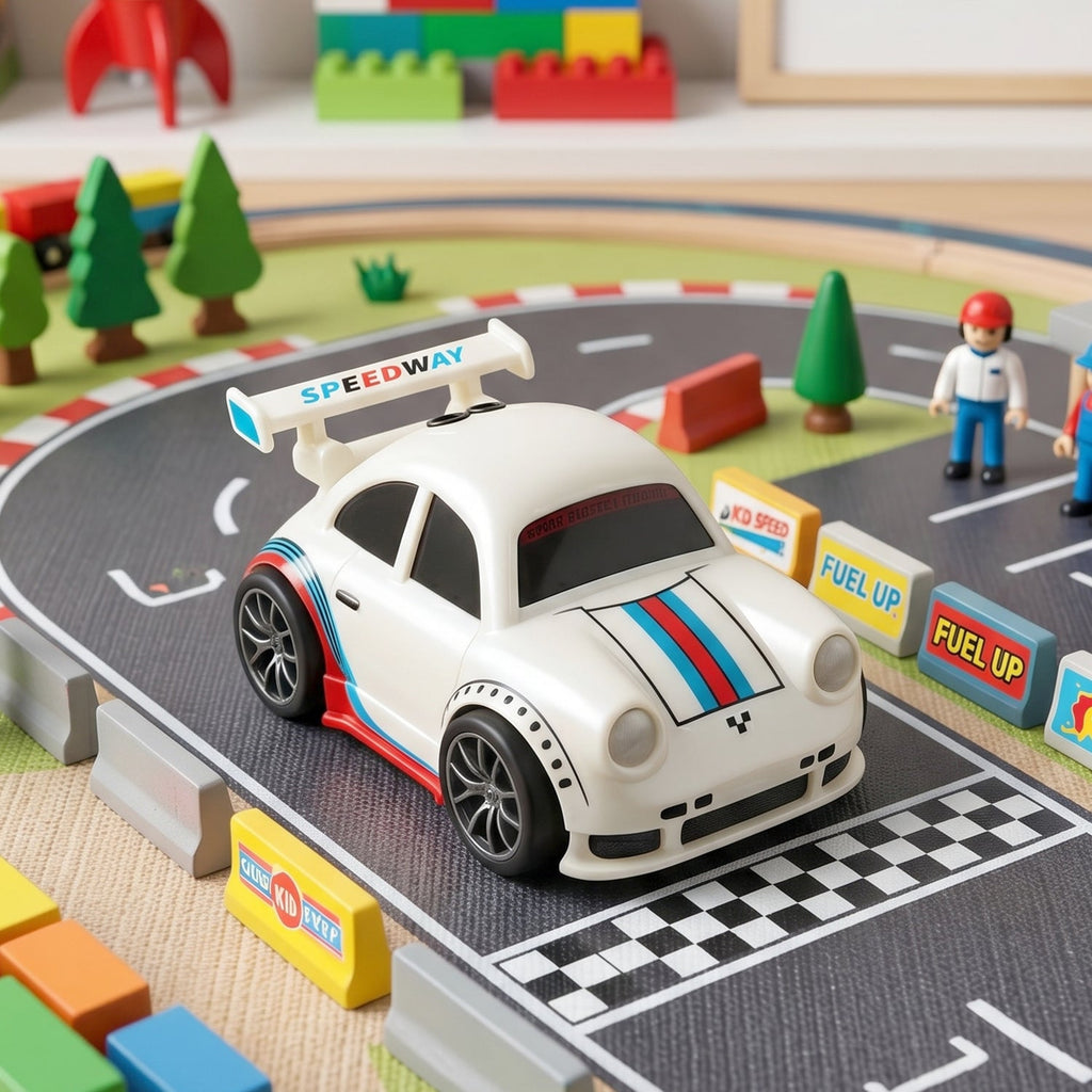 RC racing car on white background