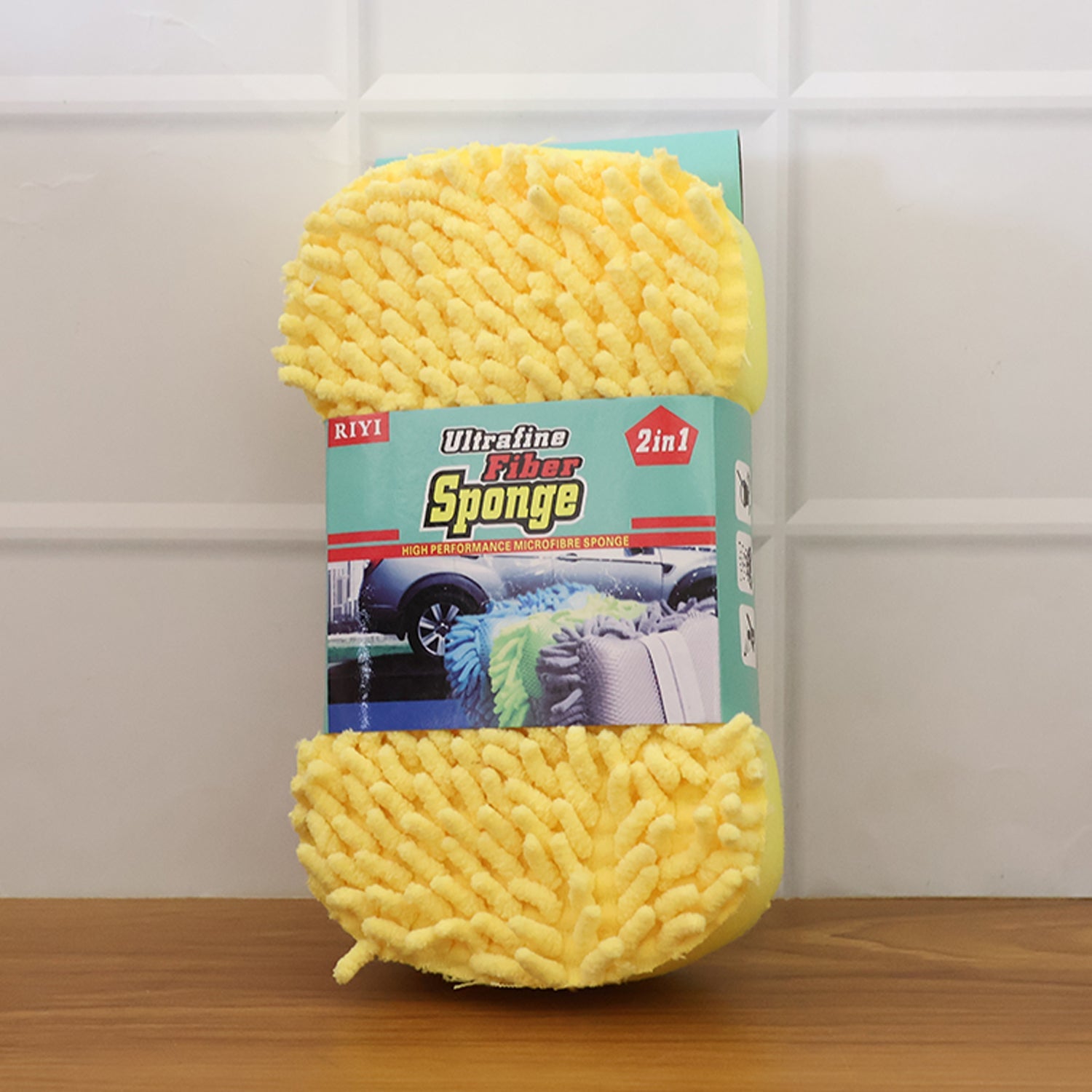 Product shot of microfiber car wash sponge