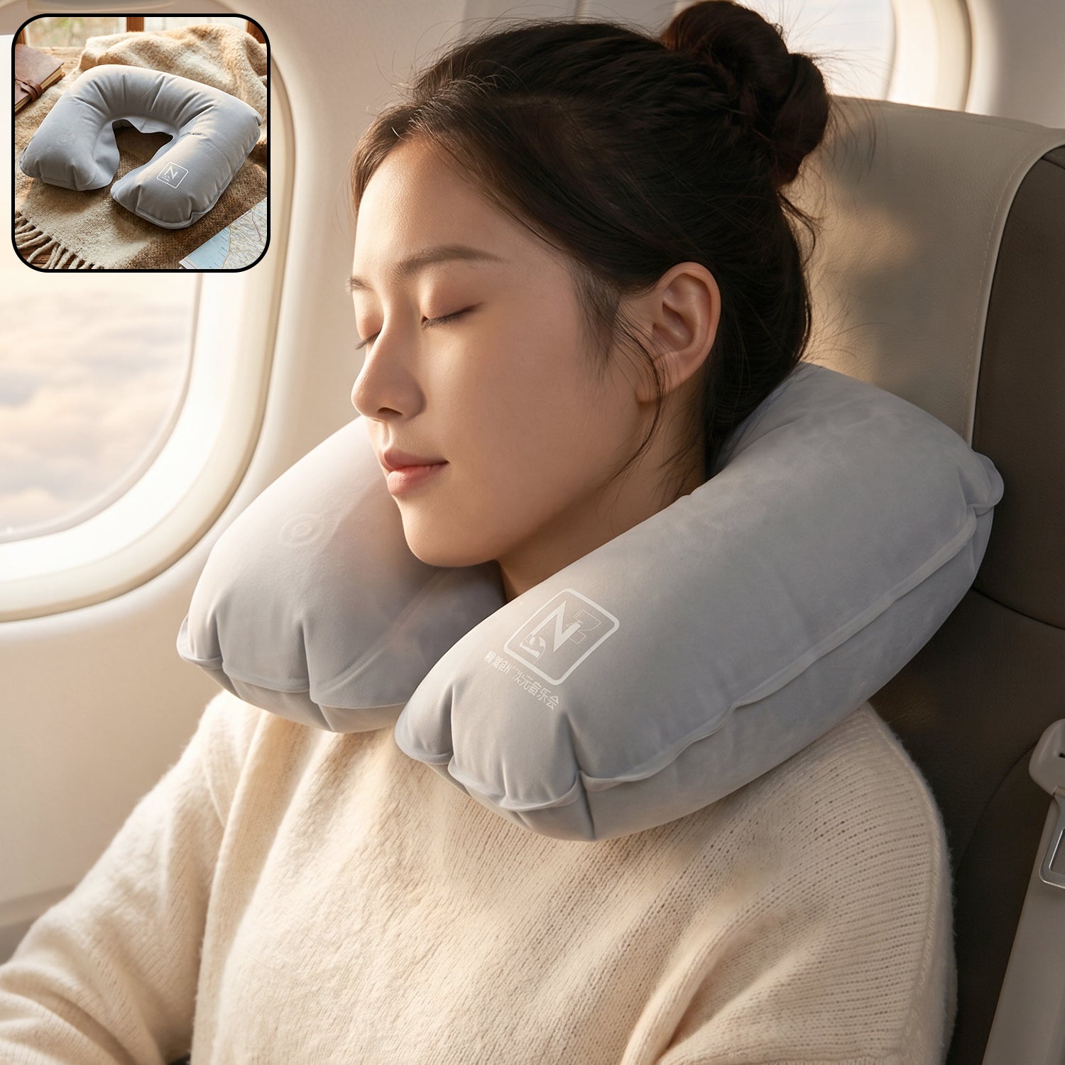 3 In 1 Travel Comfort Kit With Neck Pillow Eye Mask And Earplugs (1 Set)