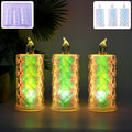 Set of 3 LED flameless decorative candle lights with crystal pattern