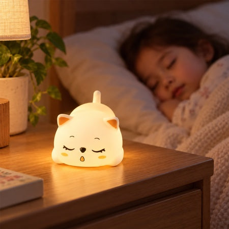 Cute Sleeping Cat Night Light With Warm Glow For Bedside And Room Decor (1 Pc)