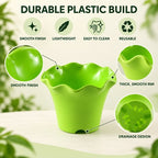 Decorative Plastic Flower Pot Planter With Wavy Rim For Home Garden (1 Pc)