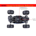 Spark Tots Rock Crawler RC Truck climbing over rough rocks with ease.