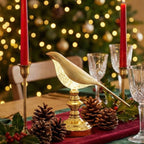 The Sparrow decorative table lamp illuminated, emphasizing its beautiful crystal design.