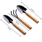 Garden Tool Kit Durable Hand Tools Set With Wooden Handle (3 Pc)