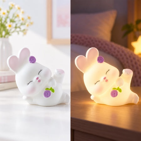 Cute Reclining Rabbit Night Light With Warm Glow For Bedside Decoration (1 Pc)