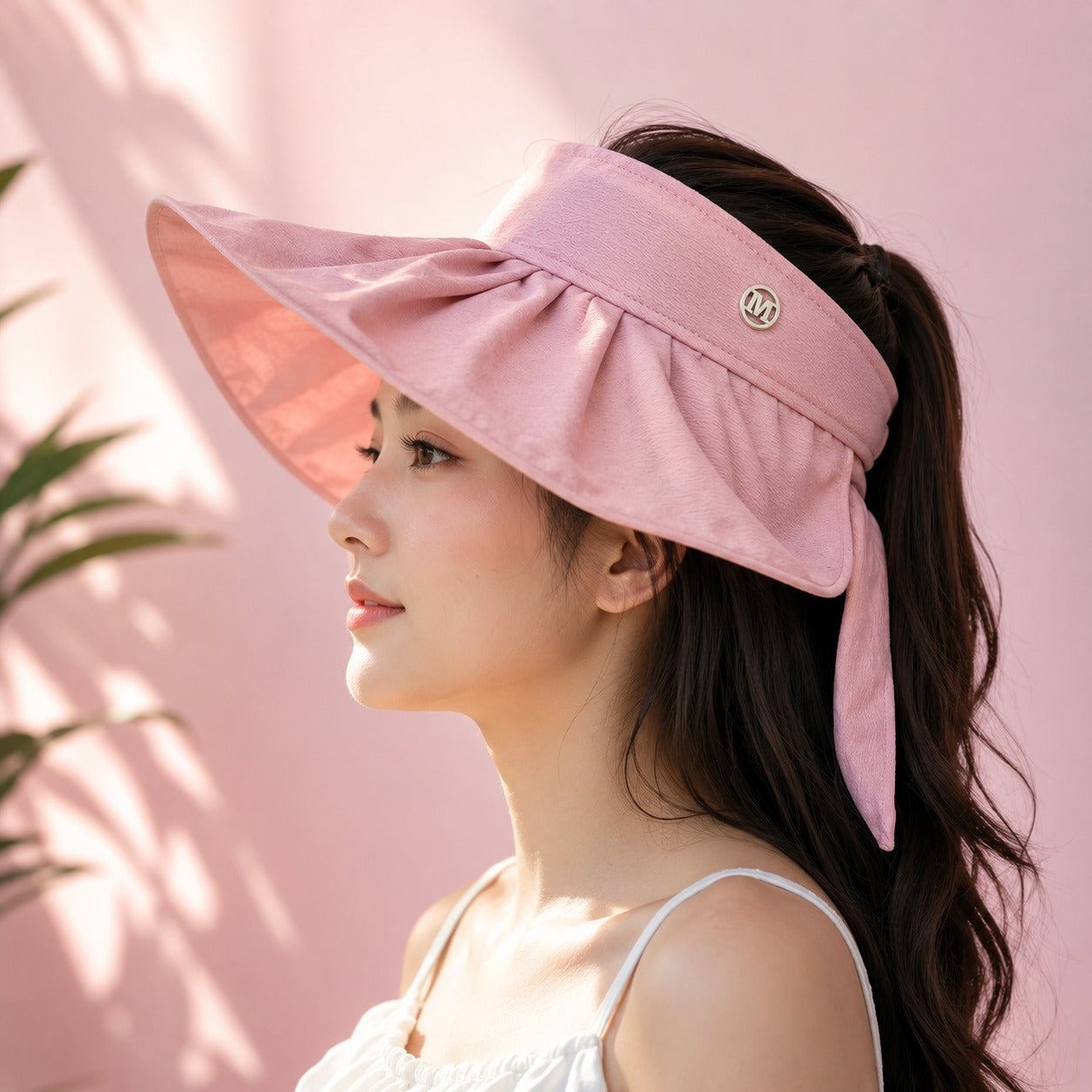 Women’s Wide Brim Sun Visor Cap with Adjustable Strap for Summer (Random Color 1 PC)