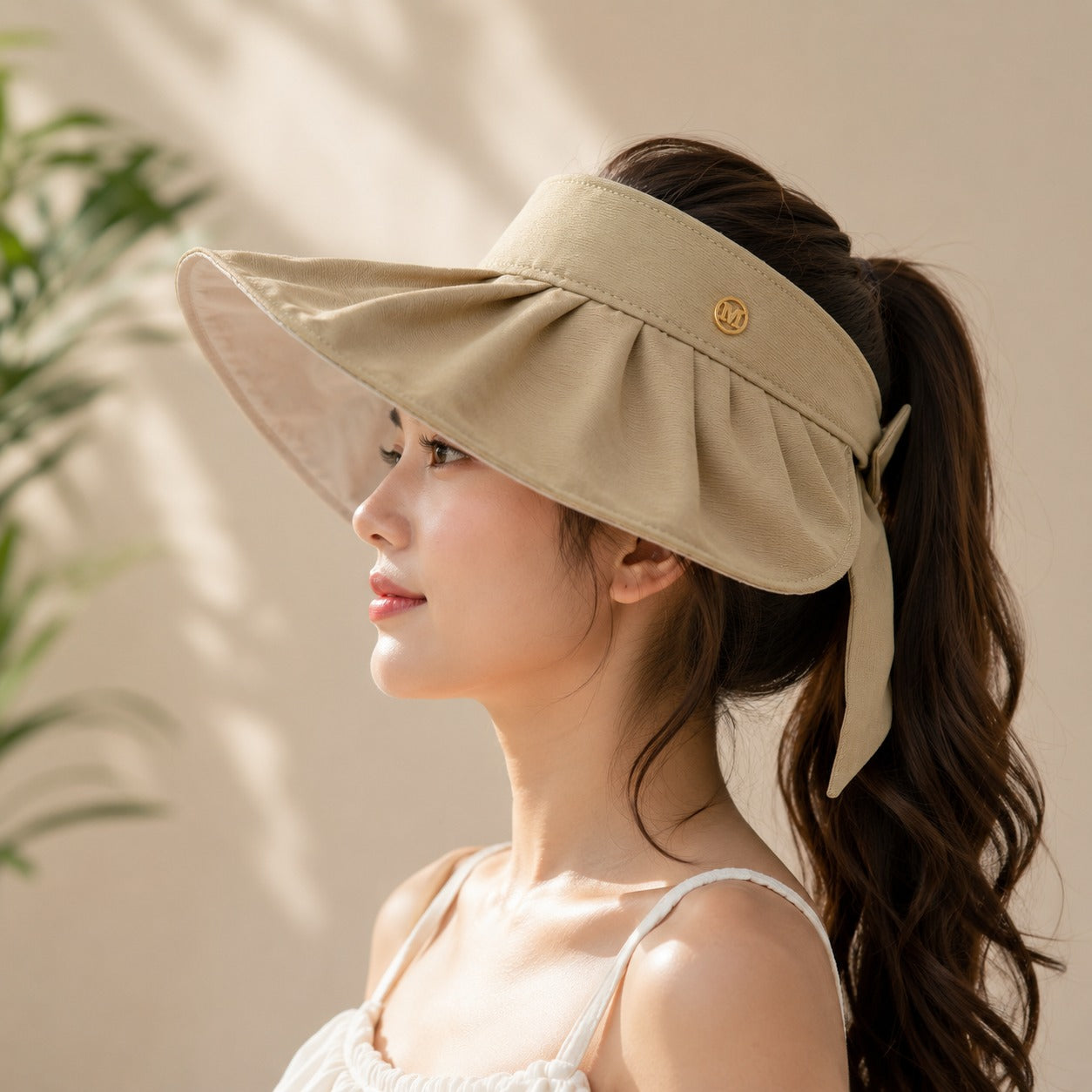 Women’s Wide Brim Sun Visor Cap with Adjustable Strap for Summer (Random Color 1 PC)