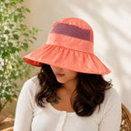 Women’s Wide Brim Sun Protection Hat with Open Top & Mesh Design (Random Color 1 PC)