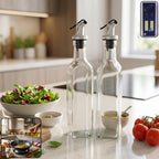 Glass Oil Dispenser Bottle Transparent Leak Proof Olive Oil Vinegar (2 Pc Set)