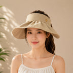 Women’s Wide Brim Sun Visor Cap with Adjustable Strap for Summer (Random Color 1 PC)