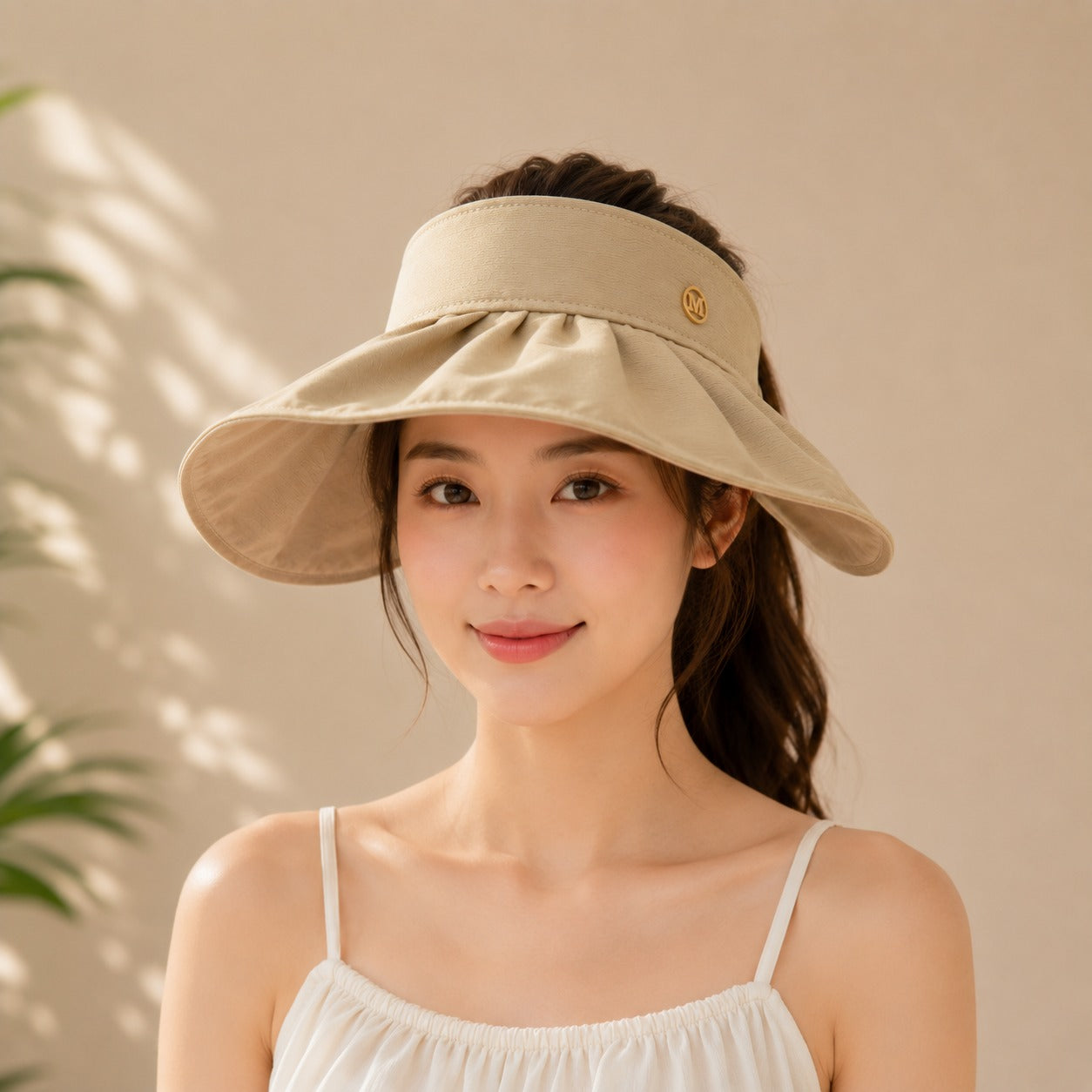 Women’s Wide Brim Sun Visor Cap with Adjustable Strap for Summer (Random Color 1 PC)