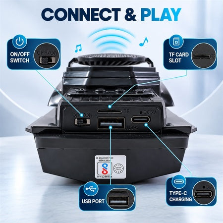 Bis Certified Boat Shape Wireless Bluetooth Speaker With Usb And Tf Card Playback