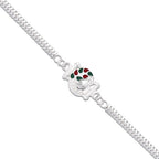 Silver Finish  Rakhi With Red-green Enamel