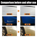 Close-up of scratch removal wax showing smooth car surface after use