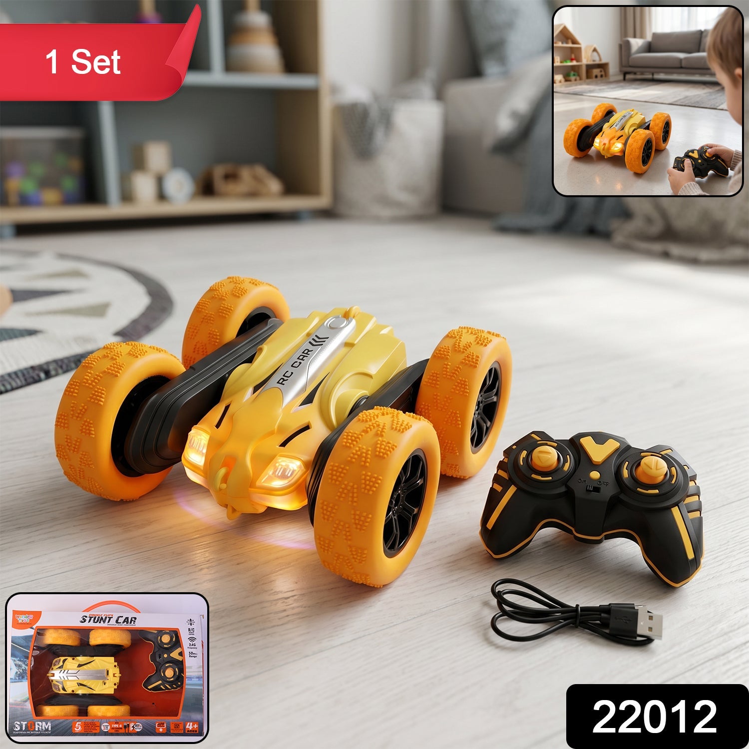 Kids RC stunt car pack with lights and sound effects