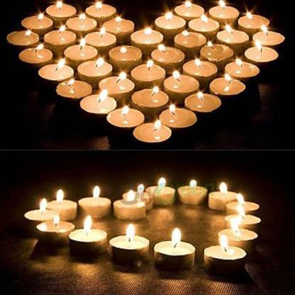 Arrangement of white LED tealight candles, ideal for festive lighting and events.